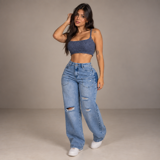 Pantalón Mom de Jean con Roturas