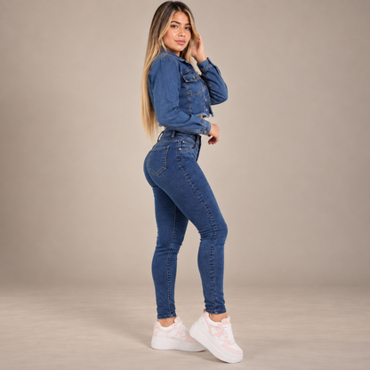 Skinny Azul 5 Botones - vista 3