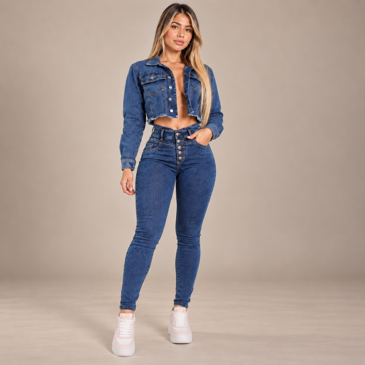 Skinny Azul 5 Botones